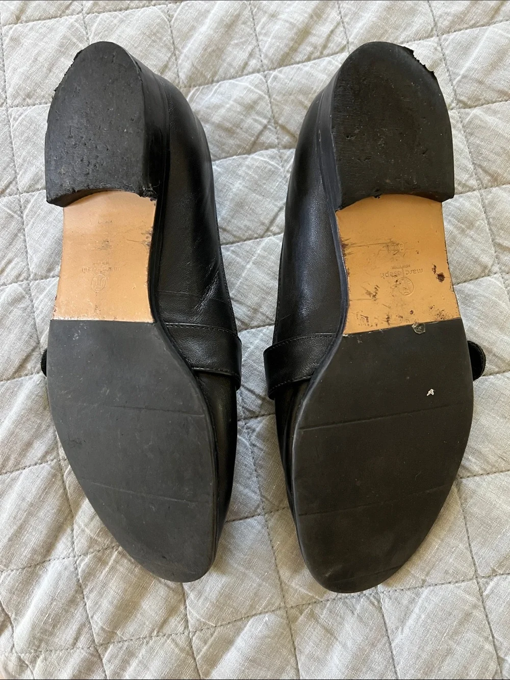Marc Joseph Black Leather Loafers with Silver Buckle & Grommet Strap